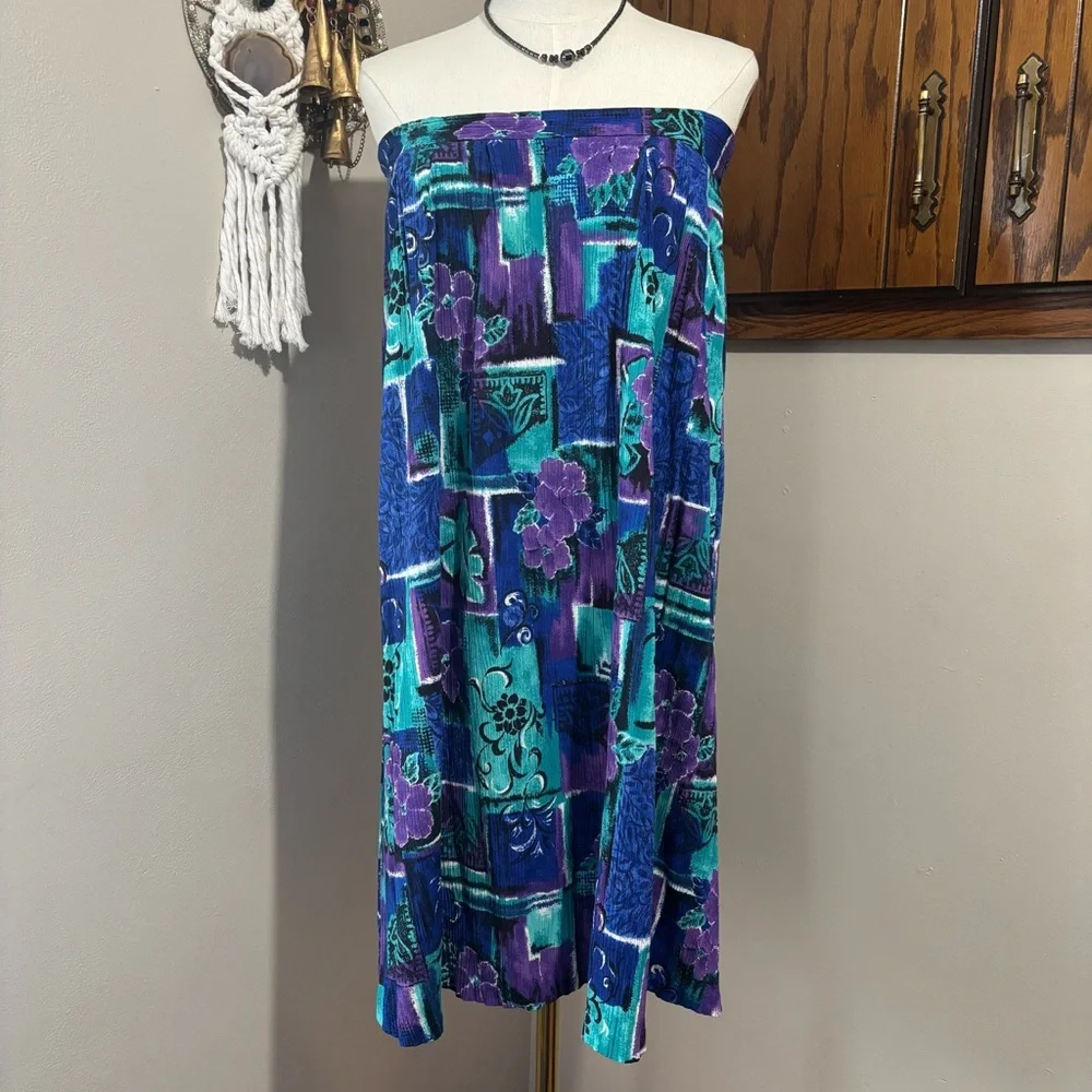 80s Vintage Colorful Floral Midi Skirt Size Medium Jessica Scott - Picture 7 of 11